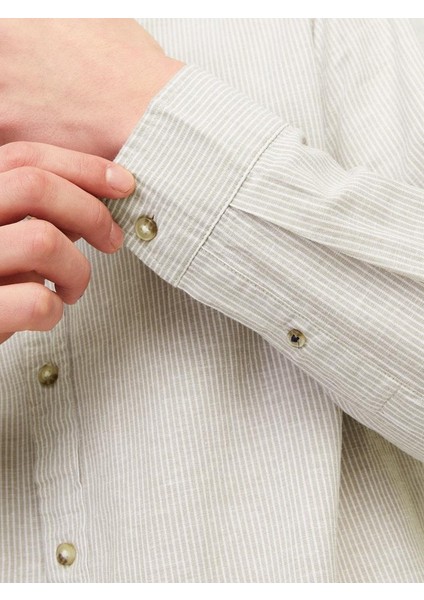 Jjesummer Lınen Blend Shırt Ls Sn Crockery