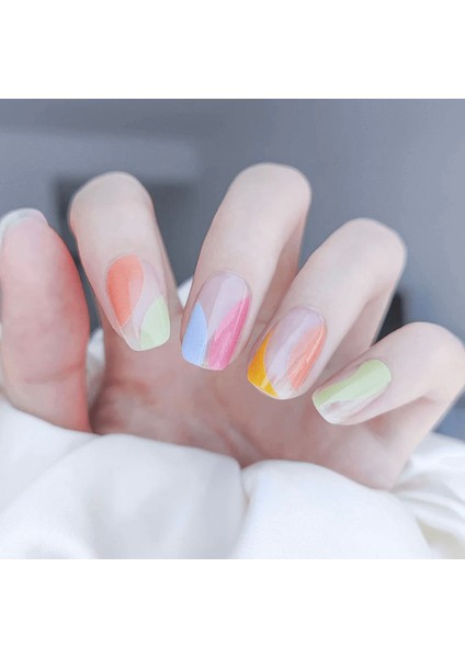 Colorful Nail Art Jel Tırnaklar, 20 Adet (2 Kullanım)