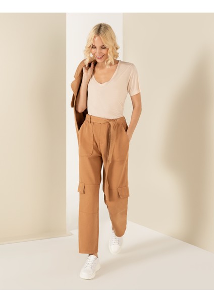 Kadın Krem Melanj Regular Fit Tişört 50246149-VR159