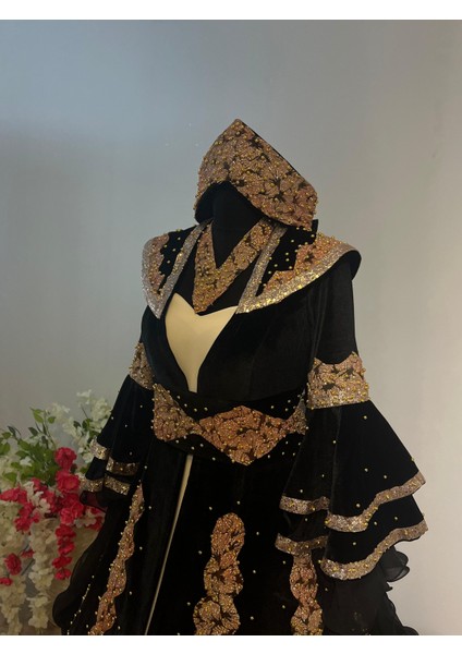 Butik Siyah Gelin Kaftanı Bindallı
