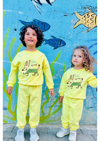 Mevsimlik Karikatür Desenli Unisex Bebek Eşofman Takımı