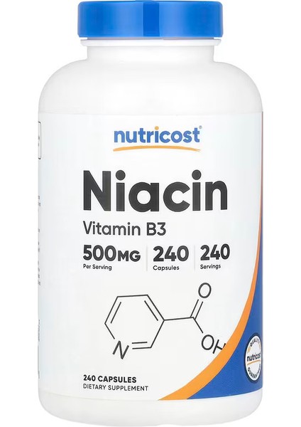 Niacin (Vitamin B3) 500mg 240 Capsules