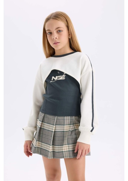 Kız Çocuk Bisiklet Yaka Baskılı Sweatshirt D7038A824WN modelleri