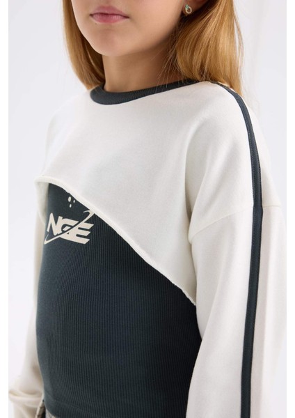 Kız Çocuk Bisiklet Yaka Baskılı Sweatshirt D7038A824WN indirimleri