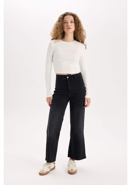 Culotte Yüksek Bel Uzun Jean Pantolon E2159AX24WN
