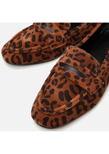 01AYH297630A379 HAKIKI Deri Leopar Kadın Loafer