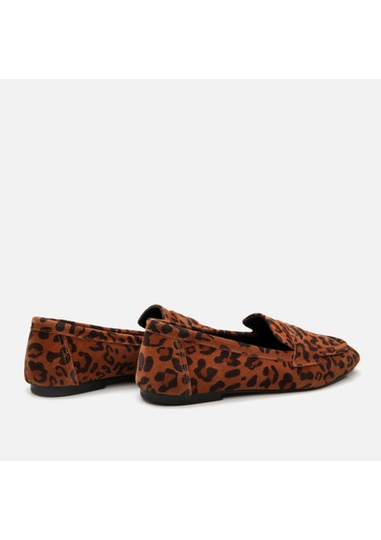 01AYH297630A379 HAKIKI Deri Leopar Kadın Loafer