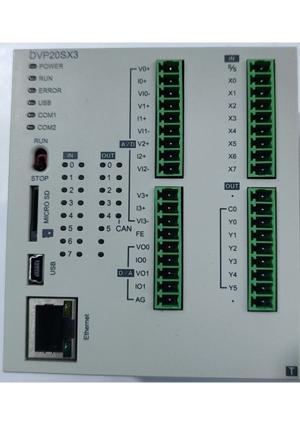 DVP20SX311T 8D4A/12-Röle Ethernet Canopen Plc Cpu Modül