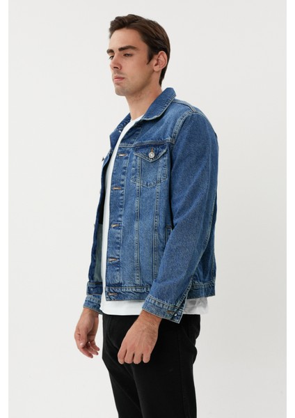 Ec J59-03 Blue Erkek Kot Ceket Mavi modelleri