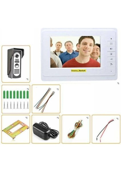 7 Inç Görüntülü Diafon Sistemi (Tek Daire Için + Renkli + Sesli Konuşma + Kapıyı Açma) fırsatları