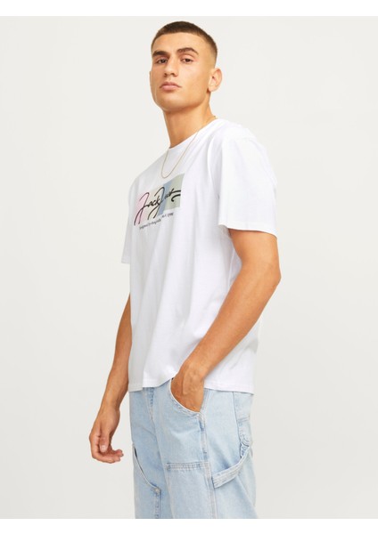 Jack&jones 12262662 Jorportland Block Brandıng Ss Cn Ln Erkek T-Shirt Beyaz fiyatları