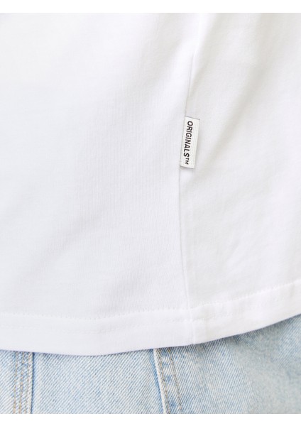 Jack&jones 12262662 Jorportland Block Brandıng Ss Cn Ln Erkek T-Shirt Beyaz indirimleri