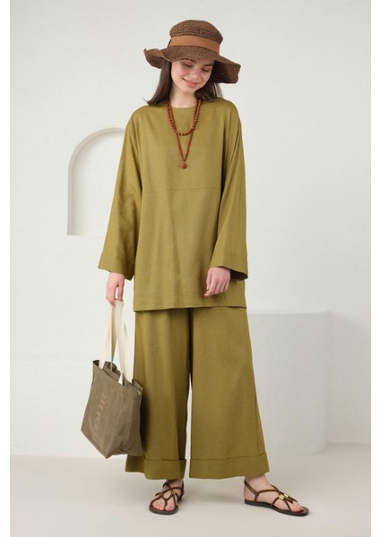 Keten Basic Tunik Olive