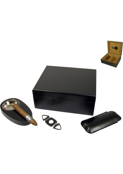 Hediye Humidor Set Black