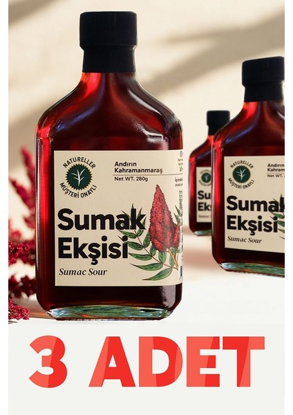 Sumak Ekşisi Tatlı Ekşi %100 Saf Kahramanmaraş 280 gr 3 Adet