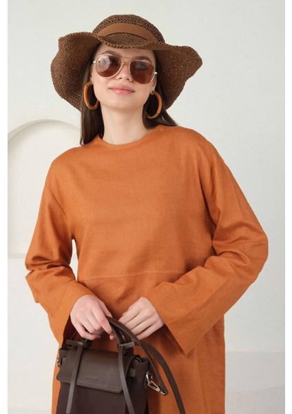 Keten Basic Tunik Papaya fiyatları