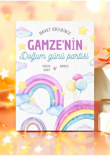 Doğum Günü Özel Gün Davetiyesi 12 Adet Hazır Basılmış