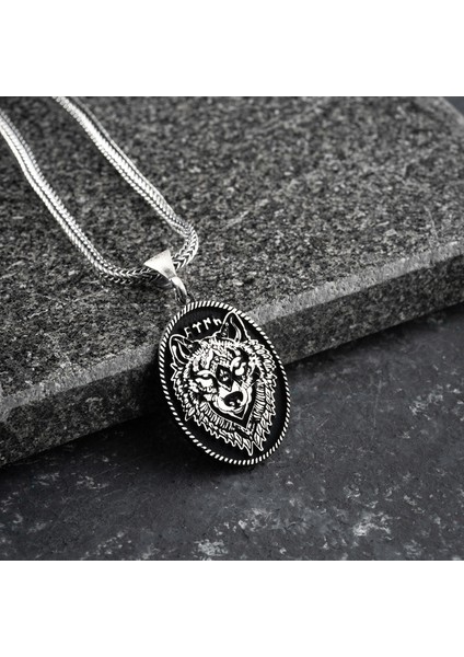 Erkek Özel Tasarım 925 Ayar Gümüş Aslan Kafası Kolye