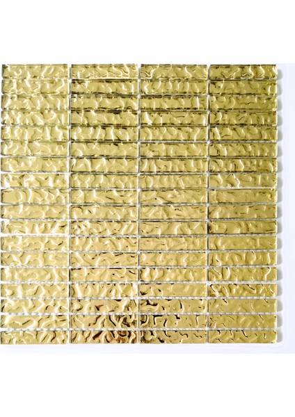 Mutfak Tezgah Arası ve Iç Dekorasyon için Altın Kristal Mozaik. Cam ölçüsü: 15x73x6 mm. File ölçüsü: 30x30 cm. ( 1 Koli = 6 File Karo = 0.54 m2 fiyatıdır )