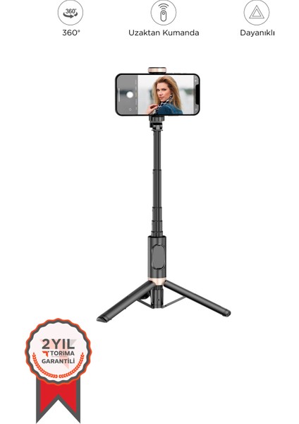 Q12 Çok Amaçlı Tripod Kumandalı Selfie Çubuğu Siyah