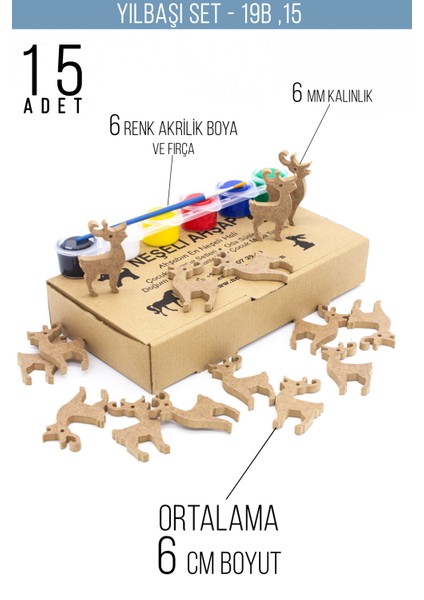 Yılbaşı Süsü Çocuk Okul Öncesi Etkinlik Yılbaşı Ağacı Dekoru Çocuk Odası Ahşap Oyuncak Boyama