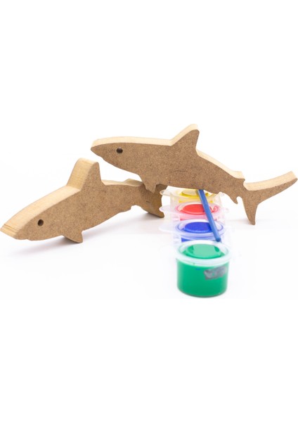 Okul Öncesi Etkinlik 15 cm 18 mm Köpek Balığı Ahşap Boyama Seti. Eğitici . Oyuncak Figür