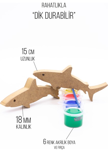 Okul Öncesi Etkinlik 15 cm 18 mm Köpek Balığı Ahşap Boyama Seti. Eğitici . Oyuncak Figür fiyatları