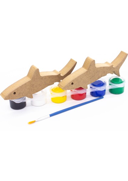 Okul Öncesi Etkinlik 15 cm 18 mm Köpek Balığı Ahşap Boyama Seti. Eğitici . Oyuncak Figür modelleri