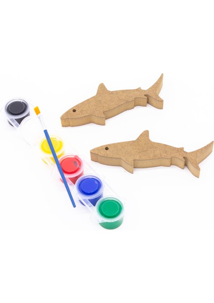 Okul Öncesi Etkinlik 15 cm 18 mm Köpek Balığı Ahşap Boyama Seti. Eğitici . Oyuncak Figür fırsatları