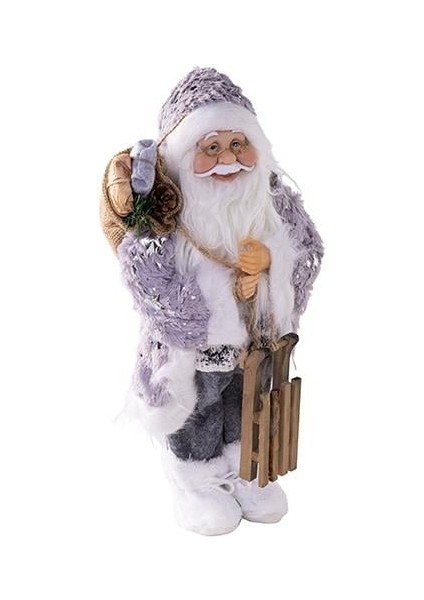Yılbaşı Aksesuarı Kızak Tutan Noel Baba Gri 45 cm 116451