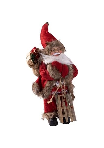 Yılbaşı Aksesuarı Kızak Tutan Noel Baba Kırmızı 45 cm 102454