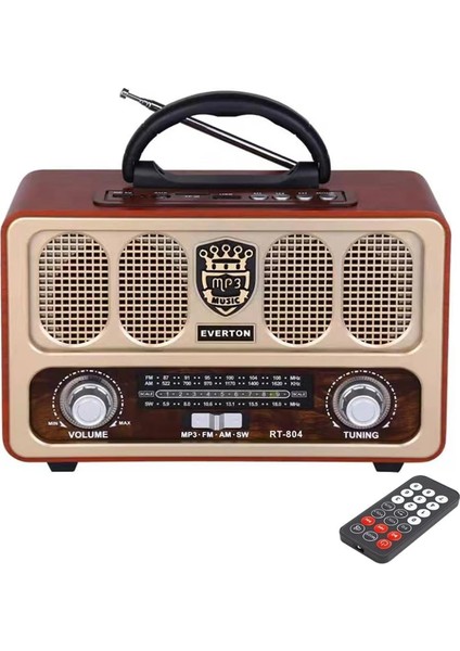 Radyo Nostalji Şarjlı Pilli Bt/usb/sd/aux Everton RT-804BT