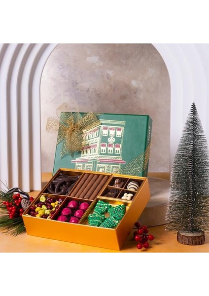 Yılbaşı Özel Orta Set - Yeşil Bölmeli Kutu