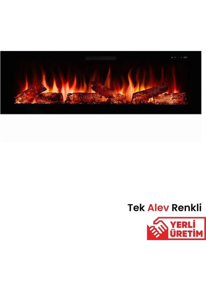 Masta 130 Cam Çerçeveli Elektrikli Şömine - Isıtıcısız, Tek Renkli (Alev Renkli), Kumandalı