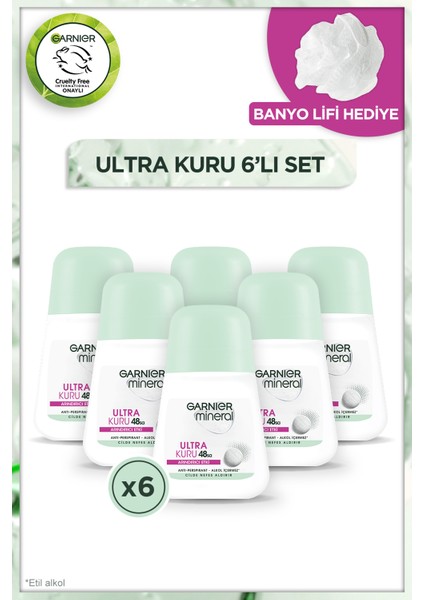 6'lı Mineral Ultra Kuru Roll-On Deodorant Duş Lifi Hediyeli