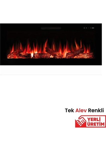 Masta 100 Cam Çerçeveli Elektrikli Şömine - Isıtıcısız, Tek Renkli (Alev Renkli), Kumandalı