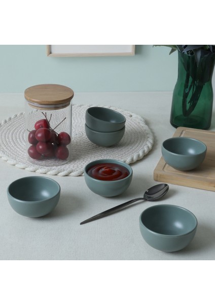 Mat Yeşil Bulut Mini Çerezlik / Sosluk 8 cm 6 Adet 322