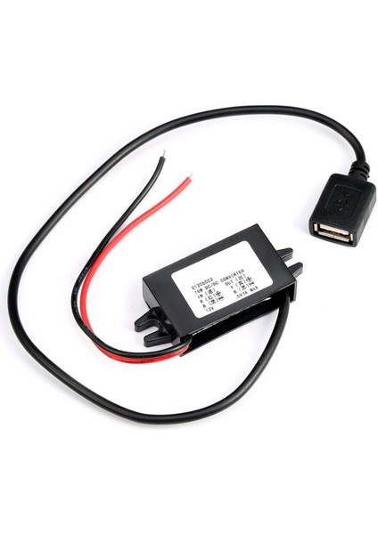 12V/24V To Usb-A 5V 3A Modül F35J5V3A 30CM Type A USB Kablolu Su Geçirmez Şarj Telefon Voltaj Düşür