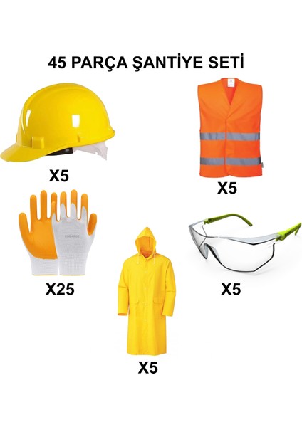 45 Parça Baret Eldiven Şantiye Seti