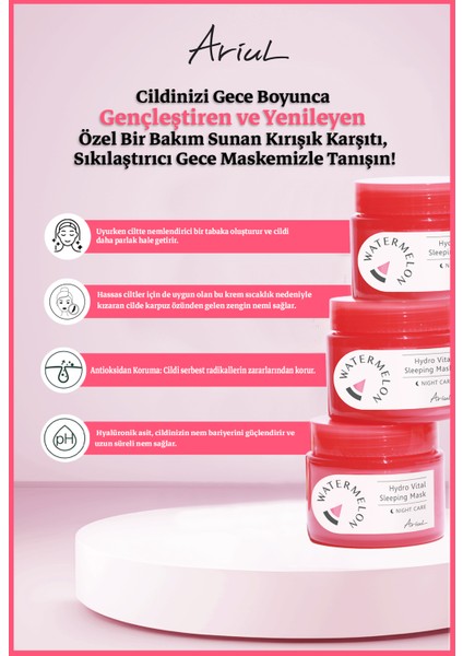 Kırışık Karşıtı,Sıkılaştırma Hyalüronik Asit ve Vitamin Kompleks İçeren Gece Maskesi 80 Ml
