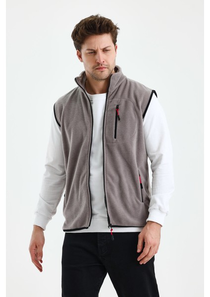 Erkek Tam Fermuarlı Spor Polar Yelek