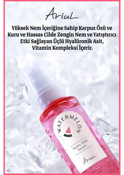 Nemlendirici,Sebum Kontrolü,Gözenek Bakımı Sağlayan Karpuz Özlü Hyalüronik Asit İçerikli Serum 55 ml