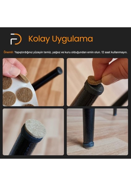 Kendinden Yapışkanlı Yuvarlak Keçe 15 mm Kahverengi 78 Parça