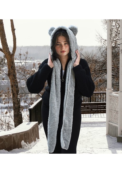 Kapşonlu Welsoft Peluş Bere Atkılı Polar Boyunluk Şalı Rüzgar Geçirmez Kulaklı Şapka fiyatları