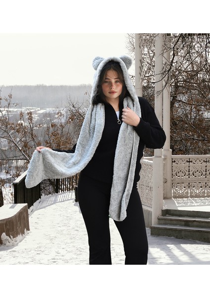 Kapşonlu Welsoft Peluş Bere Atkılı Polar Boyunluk Şalı Rüzgar Geçirmez Kulaklı Şapka fırsatları