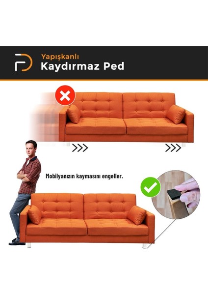Kendinden Yapışkanlı Kare Kaydırmaz 30 mm x 30 mm Siyah 21 Parça