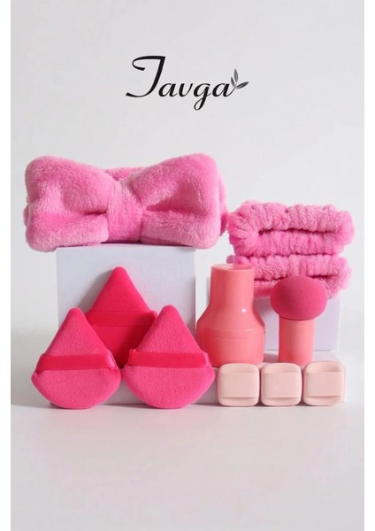Pembe Profesyonel Makyaj Süngeri Seti - 10 Parça