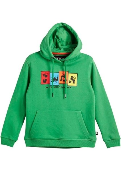 Fun Crewneck Kids Green Yeşil Kapüşonlu Baskılı Çocuk Sweatshirt