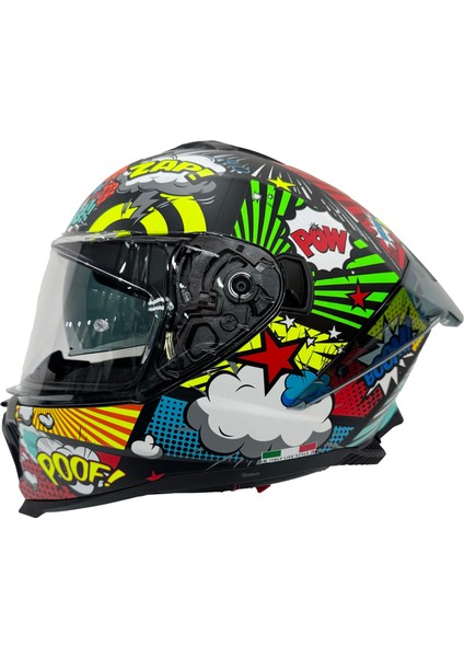 Kask Sway Sw 865 Boom Black Callorful Güneş Gözlüklü