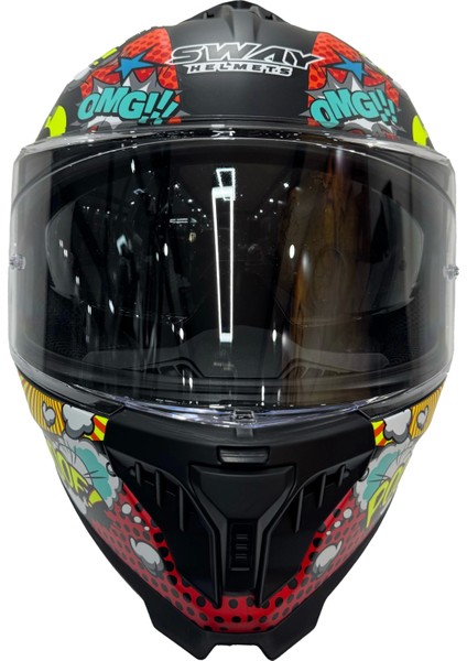 Kask Sway Sw 865 Boom Black Callorful Güneş Gözlüklü